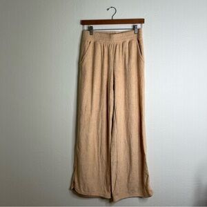 OFFLINE by Aerie Wide Leg Pants Beige Terrycloth Textured Elastic Waist Size S